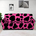 Black And Hot Pink Cow Print Sofa Cover