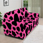 Black And Hot Pink Cow Print Sofa Cover