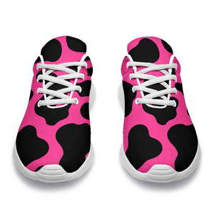 Black And Hot Pink Cow Print Sport Shoes GearFrost