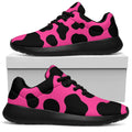 Black And Hot Pink Cow Print Walking Shoes
