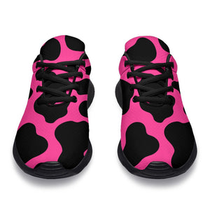 Black And Hot Pink Cow Print Sport Shoes GearFrost