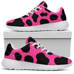 Black And Hot Pink Cow Print Sport Shoes GearFrost