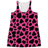 Black And Hot Pink Cow Print Women's Racerback Tank Top
