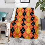 Black And Orange Argyle Pattern Print Blanket