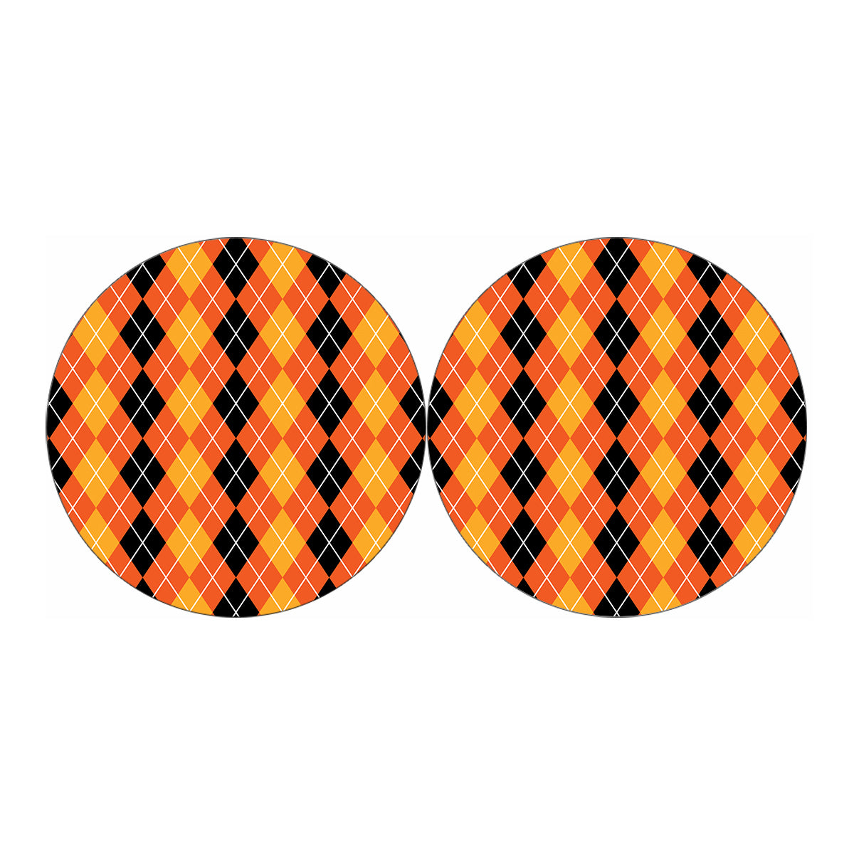 Black And Orange Argyle Pattern Print Car Coasters