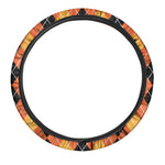 Black And Orange Argyle Pattern Print Car Steering Wheel Cover