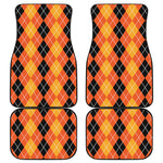 Black And Orange Argyle Pattern Print Front and Back Car Floor Mats
