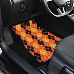 Black And Orange Argyle Pattern Print Front and Back Car Floor Mats