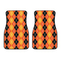 Black And Orange Argyle Pattern Print Front Car Floor Mats