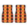 Black And Orange Argyle Pattern Print Front Car Floor Mats