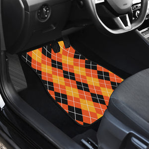 Black And Orange Argyle Pattern Print Front Car Floor Mats