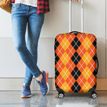 Black And Orange Argyle Pattern Print Luggage Cover