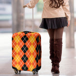 Black And Orange Argyle Pattern Print Luggage Cover