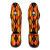 Black And Orange Argyle Pattern Print Muay Thai Shin Guard