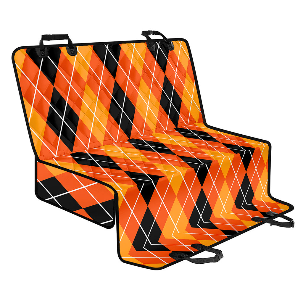 Black And Orange Argyle Pattern Print Pet Car Back Seat Cover