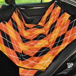 Black And Orange Argyle Pattern Print Pet Car Back Seat Cover