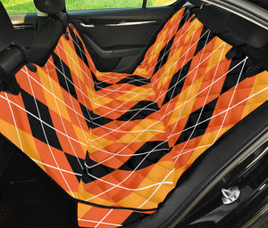 Black And Orange Argyle Pattern Print Pet Car Back Seat Cover