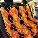 Black And Orange Argyle Pattern Print Pet Car Back Seat Cover