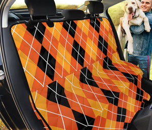 Black And Orange Argyle Pattern Print Pet Car Back Seat Cover