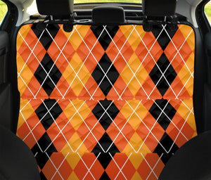 Black And Orange Argyle Pattern Print Pet Car Back Seat Cover