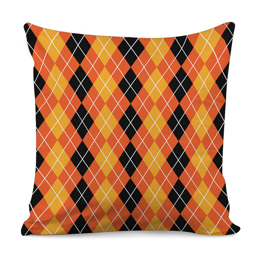 Black And Orange Argyle Pattern Print Pillow Cover