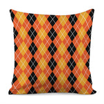 Black And Orange Argyle Pattern Print Pillow Cover