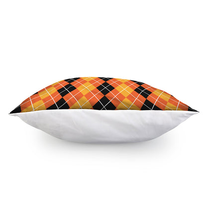 Black And Orange Argyle Pattern Print Pillow Cover