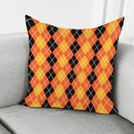 Black And Orange Argyle Pattern Print Pillow Cover