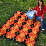 Black And Orange Argyle Pattern Print Quilt