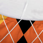 Black And Orange Argyle Pattern Print Sofa Cover