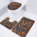 Black And Orange Camouflage Print 3 Piece Bath Mat Set
