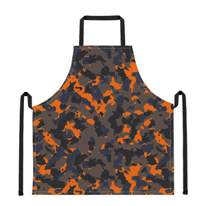 Black And Orange Camouflage Print Apron