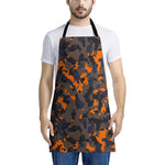 Black And Orange Camouflage Print Apron