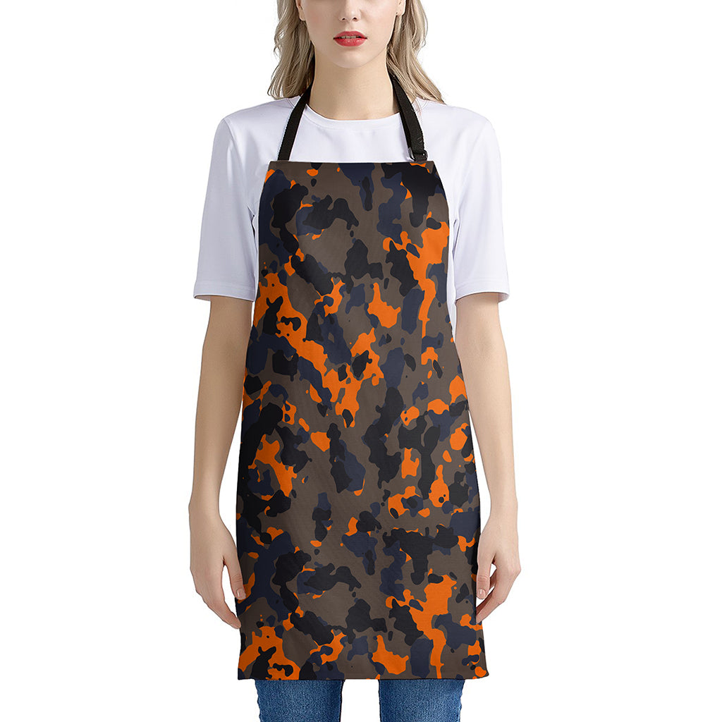 Black And Orange Camouflage Print Apron