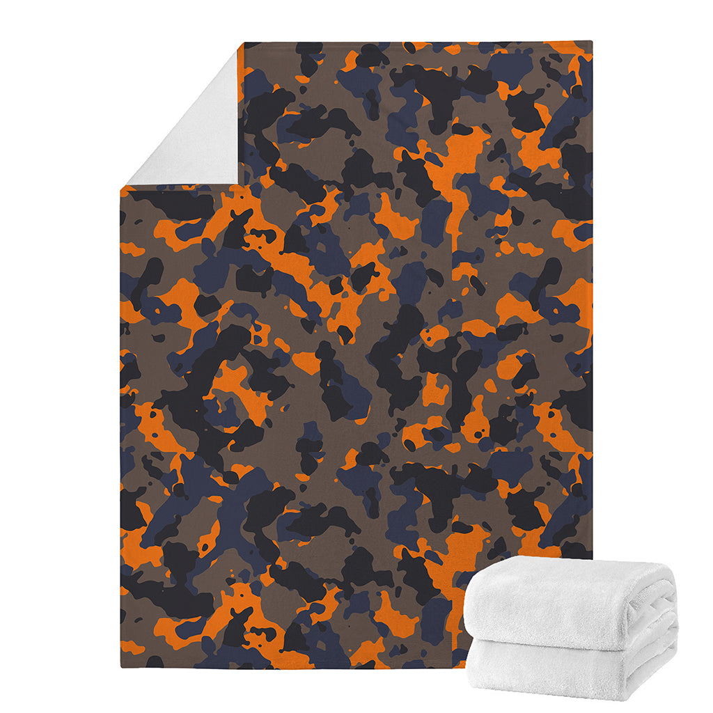 Black And Orange Camouflage Print Blanket