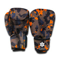 Black And Orange Camouflage Print Boxing Gloves
