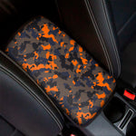 Black And Orange Camouflage Print Car Center Console Cover