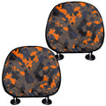 Black And Orange Camouflage Print Car Headrest Covers