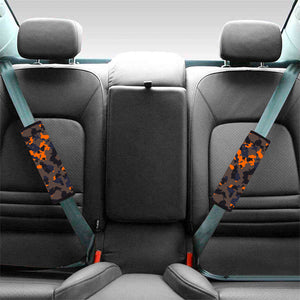 Black And Orange Camouflage Print Car Seat Belt Covers