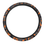 Black And Orange Camouflage Print Car Steering Wheel Cover