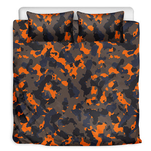 Black And Orange Camouflage Print Duvet Cover Bedding Set