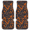 Black And Orange Camouflage Print Front and Back Car Floor Mats