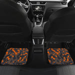 Black And Orange Camouflage Print Front and Back Car Floor Mats