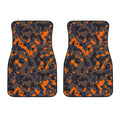 Black And Orange Camouflage Print Front Car Floor Mats