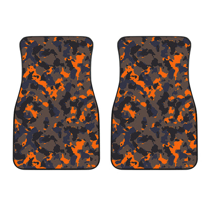 Black And Orange Camouflage Print Front Car Floor Mats