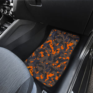 Black And Orange Camouflage Print Front Car Floor Mats