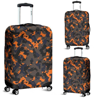 Black And Orange Camouflage Print Luggage Cover GearFrost