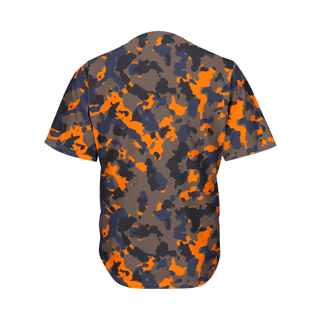 Black And Orange Camouflage Print Men's Baseball Jersey