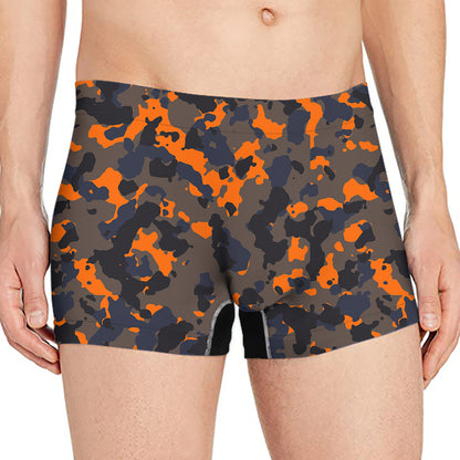 Black And Orange Camouflage Print Men's Boxer Briefs