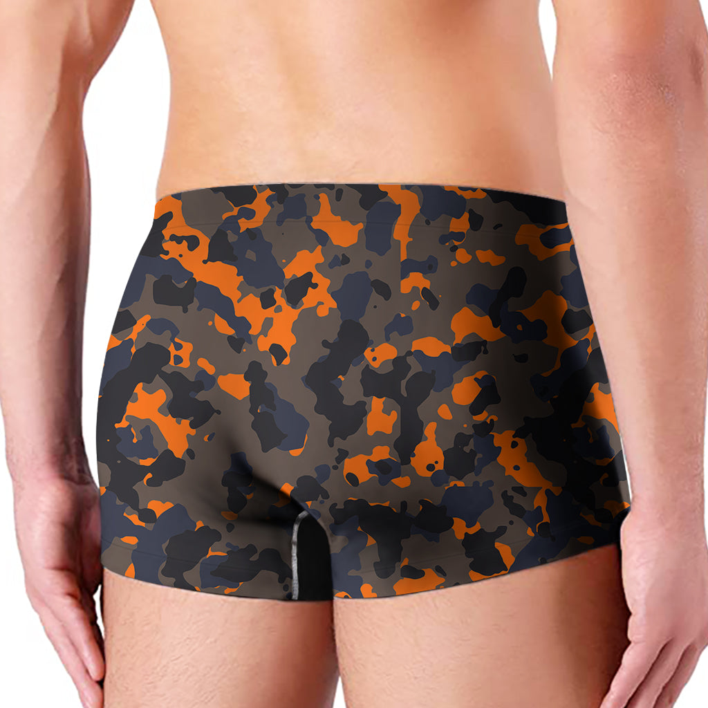 Black And Orange Camouflage Print Men's Boxer Briefs